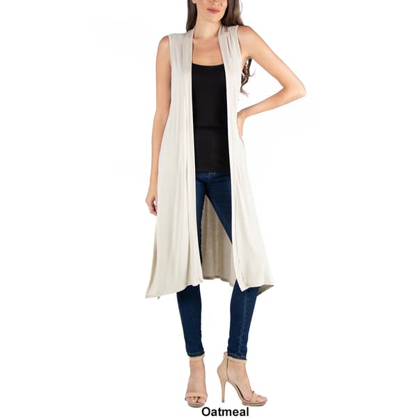 Womens 24/7 Comfort Apparel Long Cardigan Vest with Side Slit