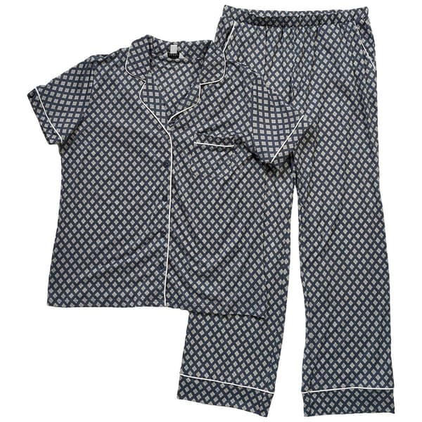 Womens Nicole Miller Short Sleeve Geometric Pajama Set - image 