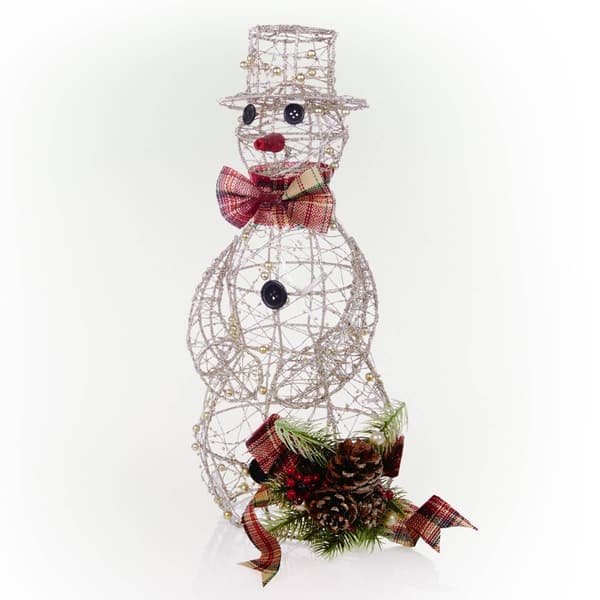 Alpine LED Gold Wire Snowman Christmas Decor