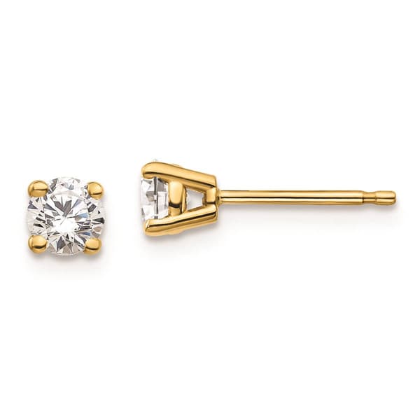 Pure Fire 14kt. Yellow Gold 1/2ctw. 4-Prong Diamond Stud Earrings - image 