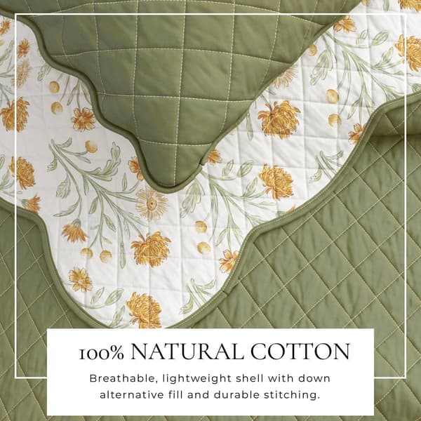 FreshFolds Ilianna 3pc. Floral Scalloped Cotton Quilt Set