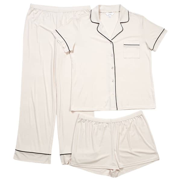 Womens Nicole Miller 3pc. Short Sleeve Pajama Set - image 
