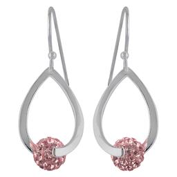 Silver-Tone Rose Fireball Teardrop Earrings