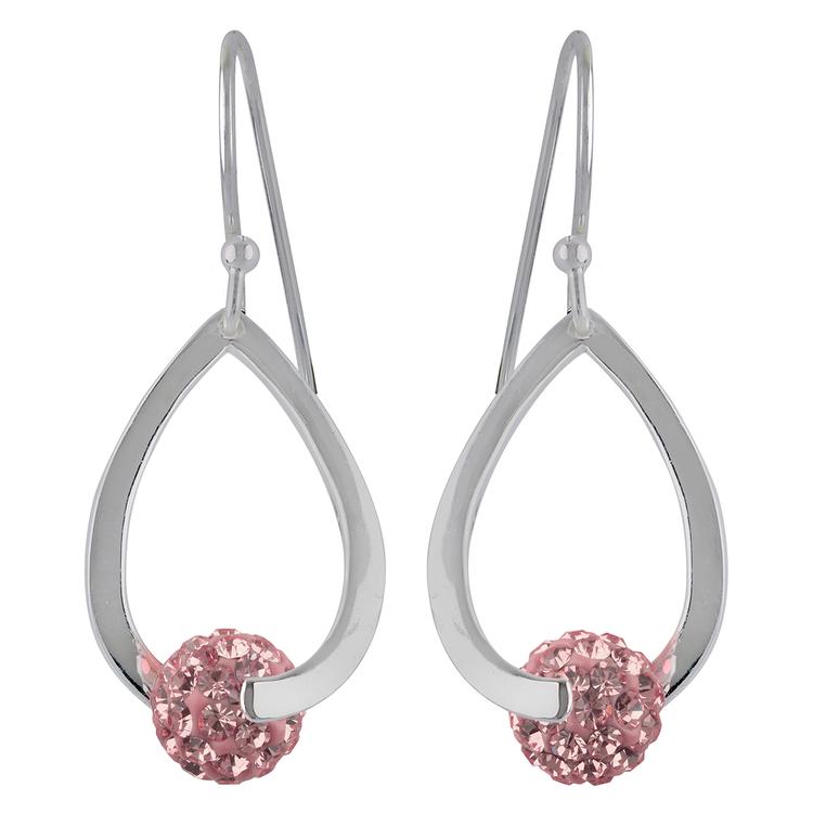 Silver-Tone Rose Fireball Teardrop Earrings