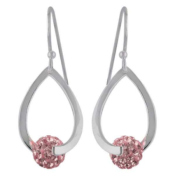 Silver-Tone Rose Fireball Teardrop Earrings - image 