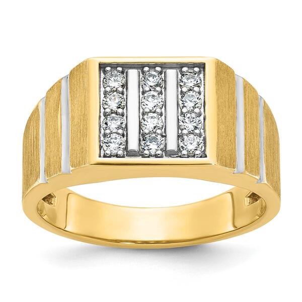 Mens Gentlemens Classics&#40;tm&#41; 14kt. Gold Vertical Diamonds Ring - image 