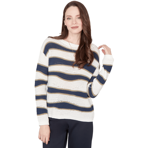 Petites Skyes the Limit Fresh Start Long Sleeve Crew Neck Strip