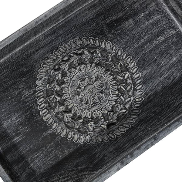 9th & Pike&#174; Black Carved Wooden Trays - Set Of 3