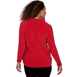 Petite Hearts of Palm Wrapped in Rubies Cable Knit Sweater