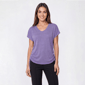 Petite Ninety Clothing Short Sleeve V-Neck Side Ruched Tee - image 1