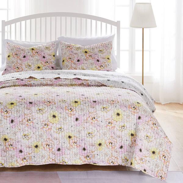 Greenland Home Fashions&#40;tm&#41; Misty Bloom Reversible Quilt Set - image 