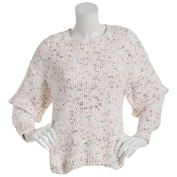 Petite Architect&#40;R&#41; Long Sleeve Crew Neck Confetti Chenille Sweater - image 