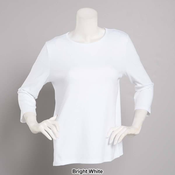 Petite Hasting &amp; Smith 3/4 Sleeve Solid Open Crew Neck Top