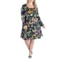 Plus Size 24/7 Comfort Apparel Floral Long Sleeve A-Line Dress - image 1