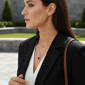 Saffron Black Clover Pendant with Moissanite Halo Necklace - image 3