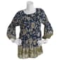 Petite Floral &amp; Ivy 3/4 Sleeve Floral Print Round Neck Blouse - image 1