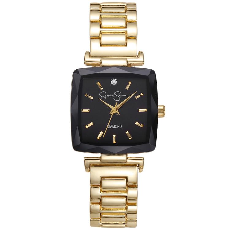 Womens Jessica Simpson Faceted Bezel Watch - JSD0002GD