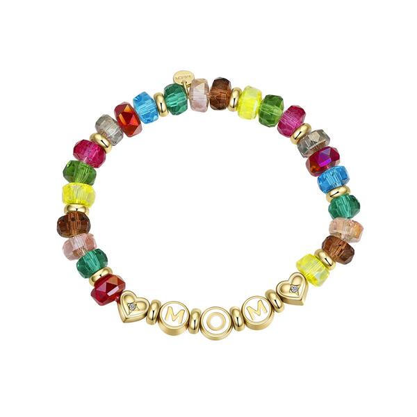 Shine Multi Color Crystal Bead & Enamel Mom Stretch Bracelet - image 