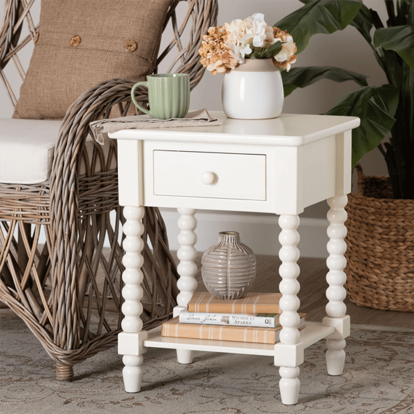 Baxton Studio Raynera End Table with Bobbin Legs