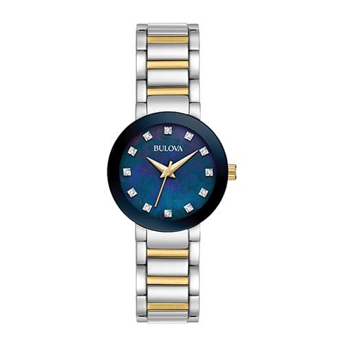 Womens Bulova Blue Mother of Pearl Dial Watch - 98P157
