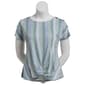 Womens Tru Self Stripe Button Shoulder Twisted Front Tee - image 1