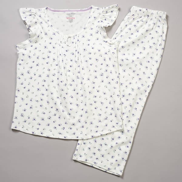 Womens Poppy & Clay Flutter Sleeve Ditsy Floral Capri Pajama Set
