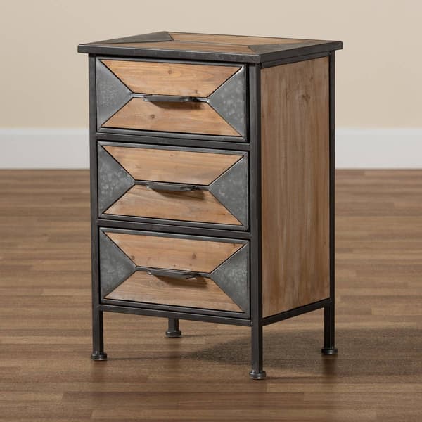 Baxton Studio Laurel Oak Brown Finished Wood 3-Drawer Nightstand