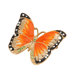 1928 Jewelry Gold Tone Orange Butterfly Pin