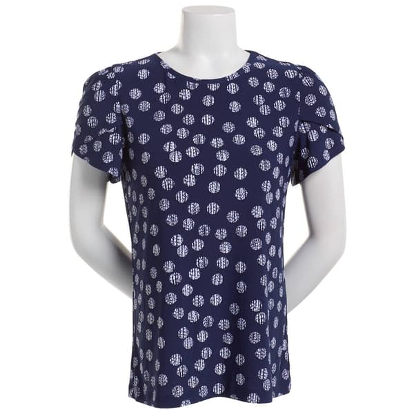 Womens Anne Klein Tulip Sleeve Dots Blouse - image 