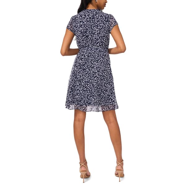 Petite MSK Short Sleeve Print Pintuck Chiffon Dress