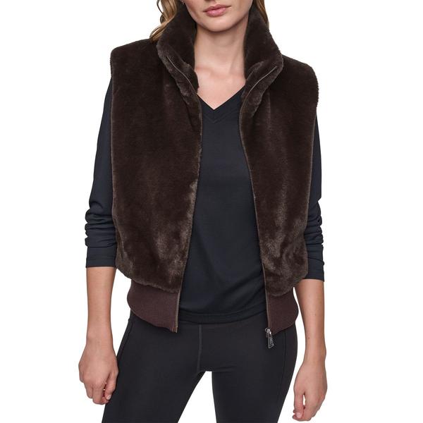 Womens DKNY Sport Mock Neck Faux Fur Vest
