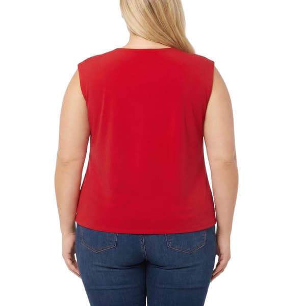 Plus Size NY Collection Cap Sleeve Asymmetrical Neck Blouse
