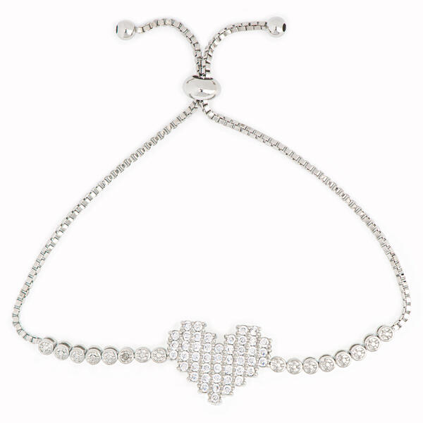 Accents Diamond Accent Cubic Zirconia Heart Adjustable Bracelet - image 