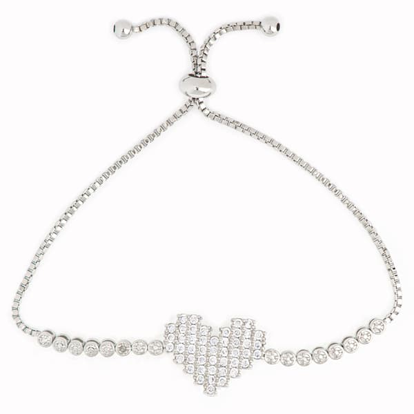 Accents Diamond Accent Cubic Zirconia Heart Adjustable Bracelet - image 