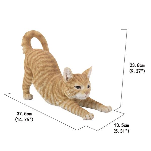 Hi-Line Gift Orange Tabby Cat Stretching Garden Statue