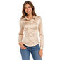 Juniors Love Tree Satin Ruched Button Up Shirt - image 1
