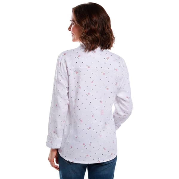 Womens Emily Daniels Floral Dot Roll Tab Sleeve Button Down