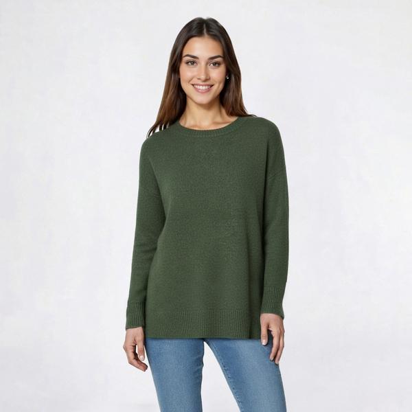 Womens Emily Daniels Long Sleeve Solid Crew Neck Sweater