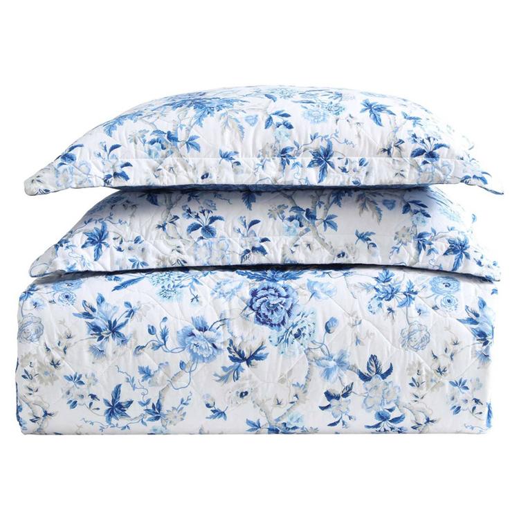Laura Ashley Breezy Floral Cotton Reversible Quilt Set