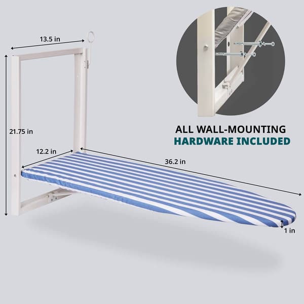 Ivation Stripe Wall Mounted Foldable Iron Board & Removable Cover