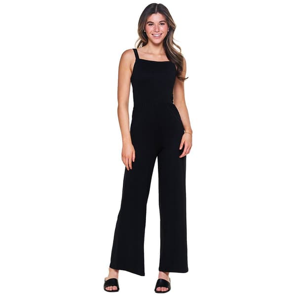 Juniors Madden Girl Smocked Bodice Double Strap Wide Leg Jumpsuit - image 