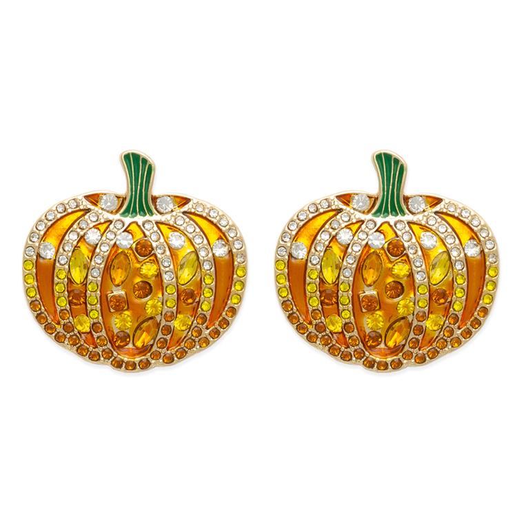 Sparkly & Fun Pave Pumpkin Earrings