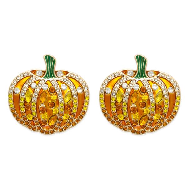 Sparkly & Fun Pave Pumpkin Earrings - image 