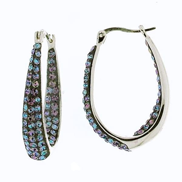 Silver Plated Crystal Inside Out Hoop Earrings