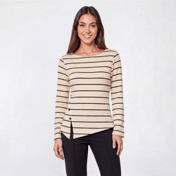 Womens BB Dakota Long Sleeve Asymetrical Button Hem Tee