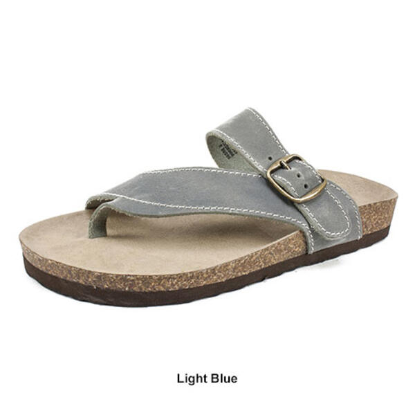 Womens White Mountain Carly Comfort Leather Footbed Sandals