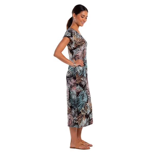 Womens Connected Apparel Short Sleeve Tropical Midi Sarong Dress