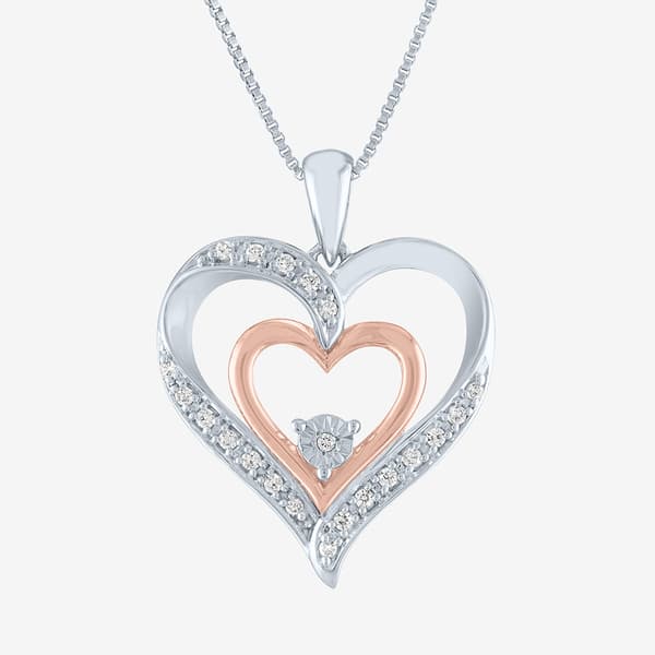 Nova Star® Pink Plated Accent Lab Grown Diamond Heart Necklace