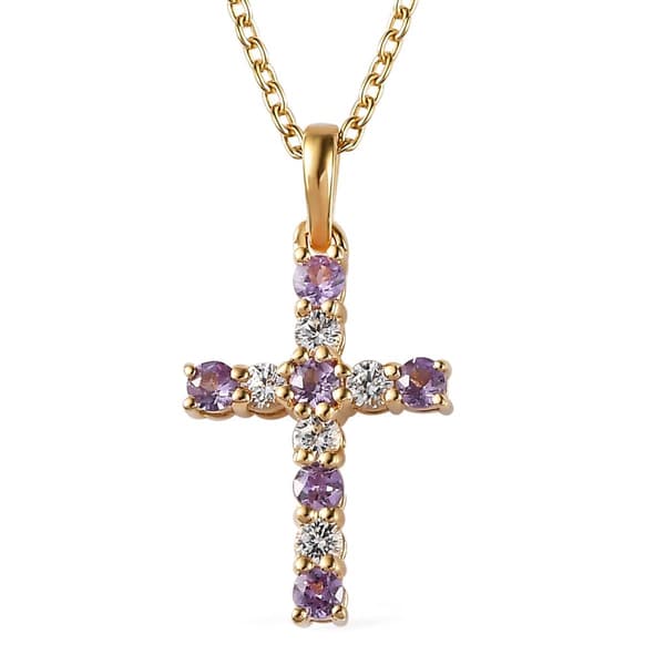 Gemstone Classics&#40;tm&#41; Created Alexandrite & Sapphire Cross Pendant