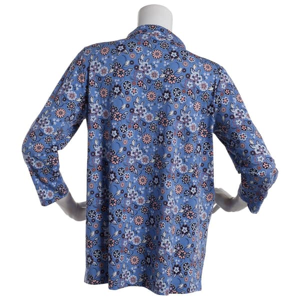 Womens Hasting & Smith 3/4 Roll Sleeve Button Front Floral Top